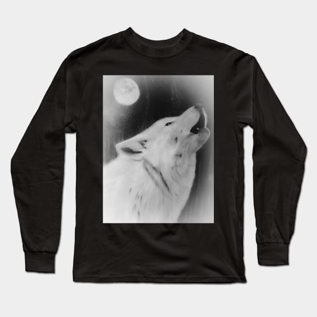 Gray Wolf Long Sleeve T-Shirt by teenamarie23art